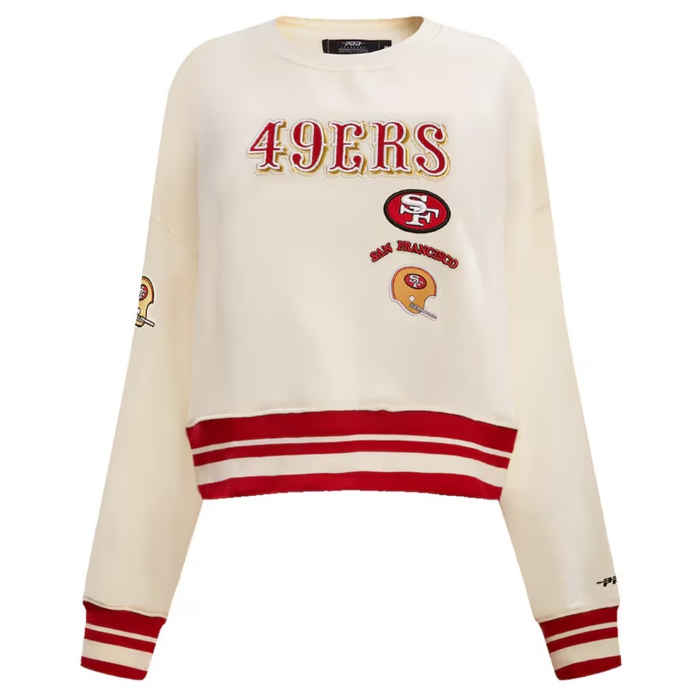 San Francisco 49ers Pro Standard Retro Cropped Fleece Pullover Sweatshirt S
